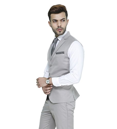 MANQ Men's Single Breast Three Button Slim Fit Formal/Party Waist Coat - 11 Colors - Image 3
