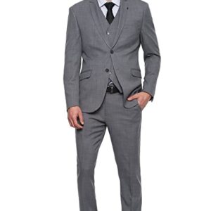 Van Heusen Men's Polyester Blend Grey Three Piece Suit Business Pants Set (VDSUESKFA92533 46)