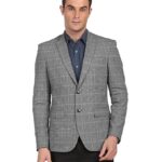 Arrow Men Grey Tailored Fit Check Formal Blazer
