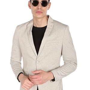 Arrow Men Beige Heathered Dobby Weave Formal Blazer
