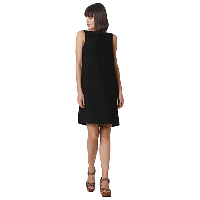 VERO MODA Women's Polyester Shift Above The Knee Casual Dress