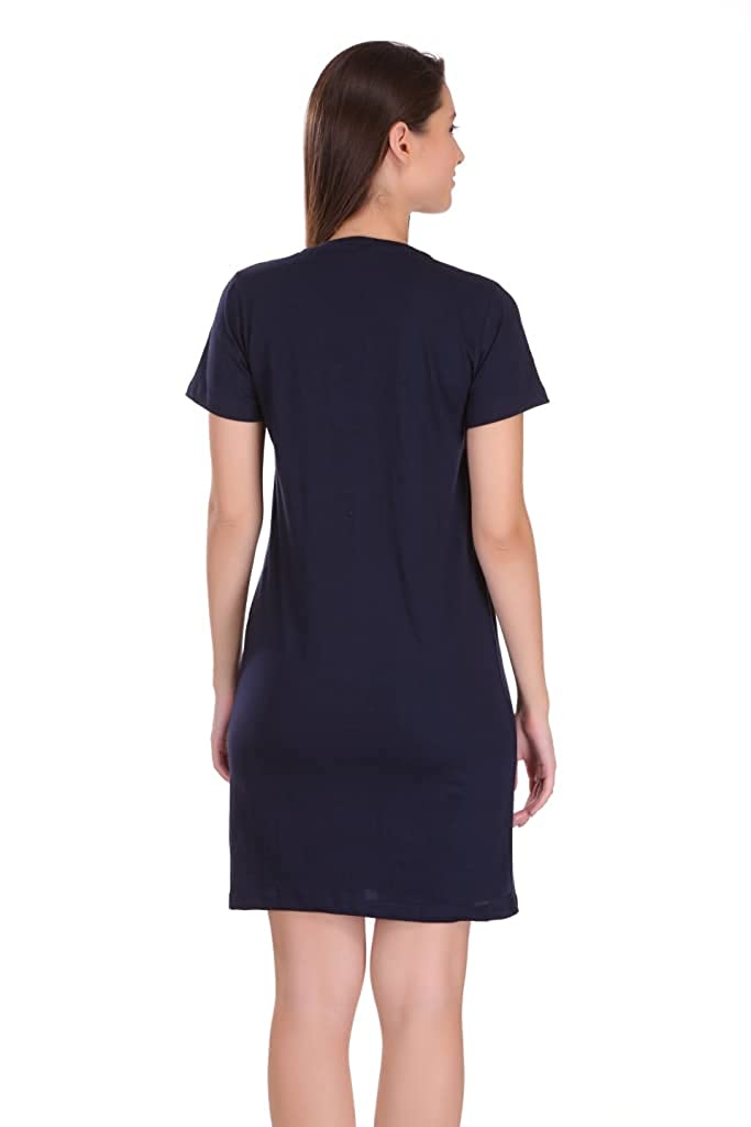 Tees World |Meow| Graphic Printed Bio-Washed Pure Cotton Knee Length T-Shirt Dress for Women and Girls | - Image 3