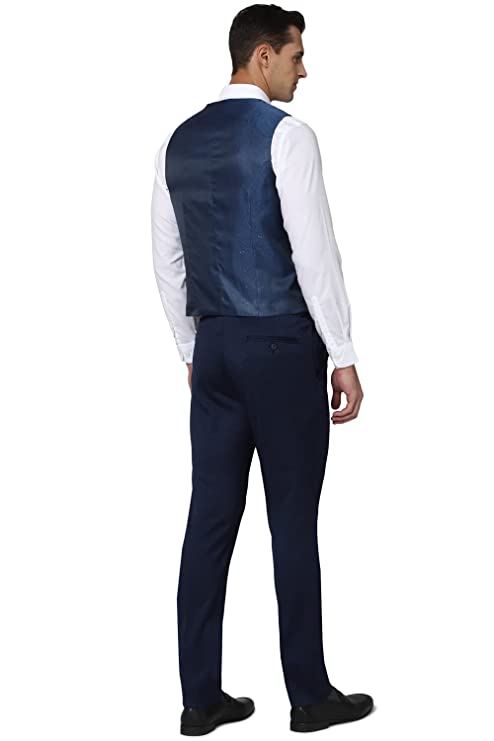 Peter England Polyester Blend Men Navy Three Piece Suit Business Vest (PIS3SNSFY35021 40) - Image 3
