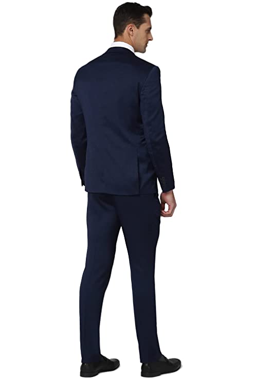 Peter England Polyester Blend Men Navy Three Piece Suit Business Vest (PIS3SNSFY35021 40) - Image 2