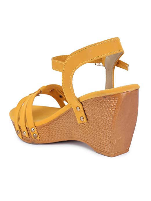 MIJAS Womens Stylish Fashionable Wedges Heel Sandal With Buckle Clouser - Image 4