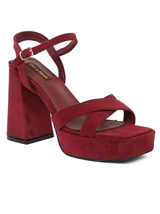 Flat n heels Womens Maroon Sandals FnH 108-MRN - Image 3