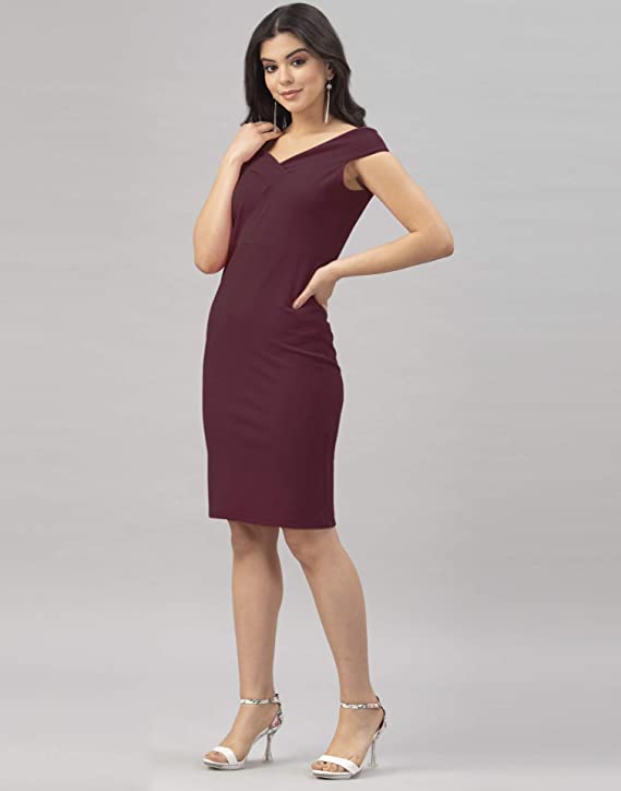 Selvia Women's Lycra Knee Length Bodycon (151TKR2814- Brown_XL) - Image 2