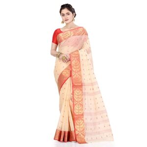 Sareekatha Pure Cotton Tant Saree and Edge of Par With Cotton Jari and Buti Work All Over Saree For Women Ethnic Wear