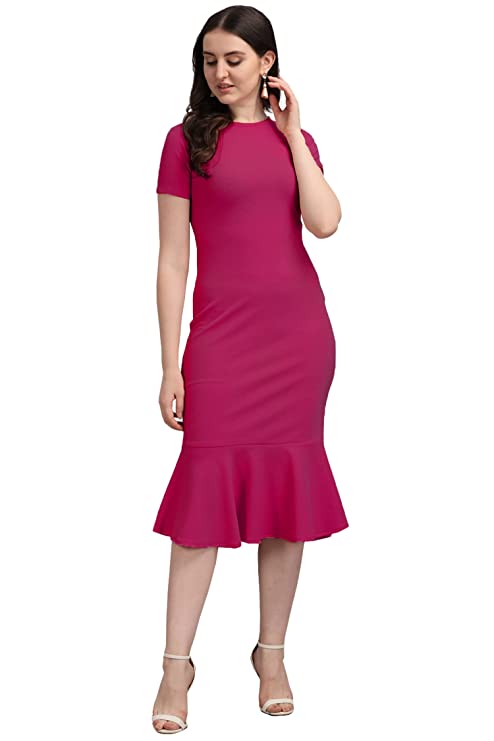 PURVAJA Women's Midi Bodycon Dress