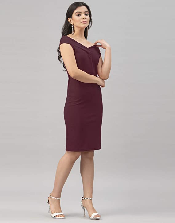 Selvia Women's Lycra Knee Length Bodycon (151TKR2814- Brown_XL) - Image 3