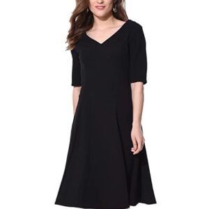 AARA Women's Polyester V-Neck Skater Knee Length Casual Dress