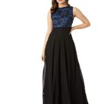 Miss Chase Women Georgette A-Line Dress(MCAW19D08-57-102_Blue & Black_S)