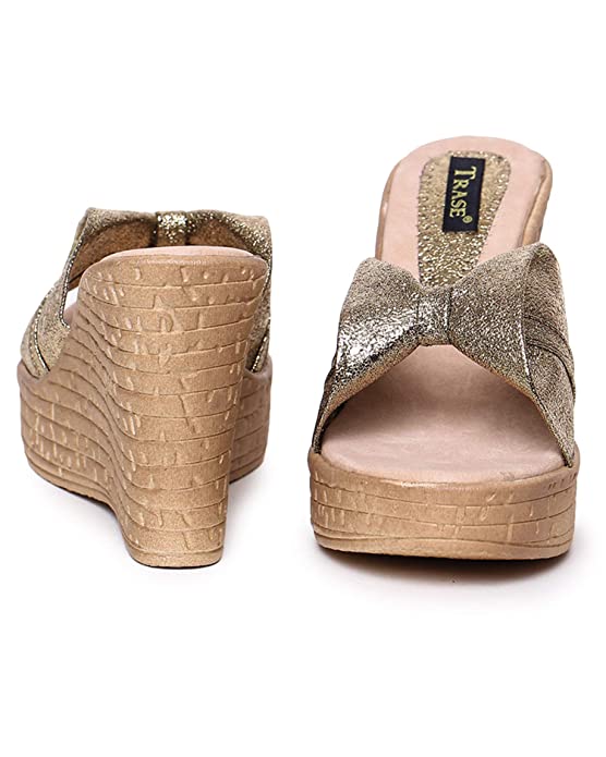 Trase Women's Fashion Sandals | Faux Leather Comfortable and Stylish Wedge Slio On | For Casual Wear & Formal Wear Occasions 3 Inches Heel | For Women & Girls - Image 4