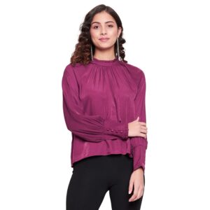 Madame Women Plum Textile Top