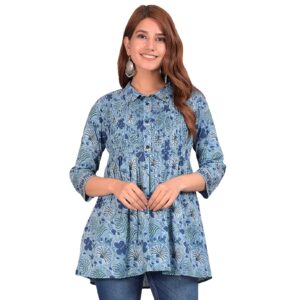 COTLAND Fashions Jaipuri Cotton Casual Stylish Printed Peplum Top for Women