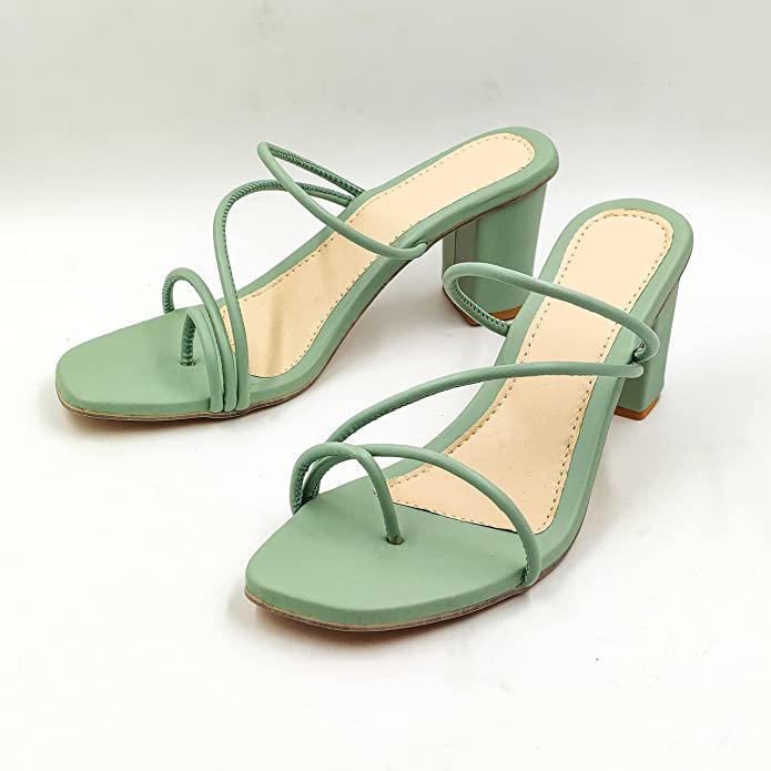 ShoeEra Women Multistrap Block Heel 2.5 Inch Sandal | Fashion Heel Sandal for women & Girls | Heel Sandal for women - Image 2