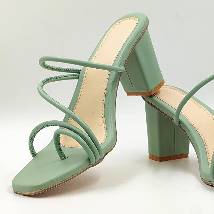 ShoeEra Women Multistrap Block Heel 2.5 Inch Sandal | Fashion Heel Sandal for women & Girls | Heel Sandal for women - Image 3
