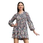 DHRUVI TRENDZ Women's Rayon Full Sleeve A-Line Knee-Length Western Dresses for Women or Girls